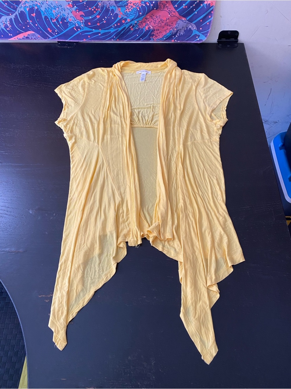 Ambiance Yellow Draped Open-Front Tunic